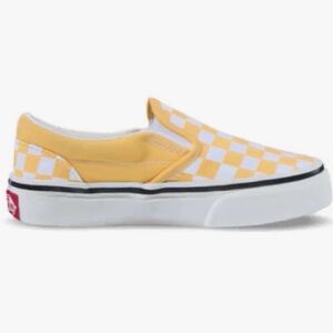Vans Classic Checkerboard Canvas Slip-Ons in Yellow and White